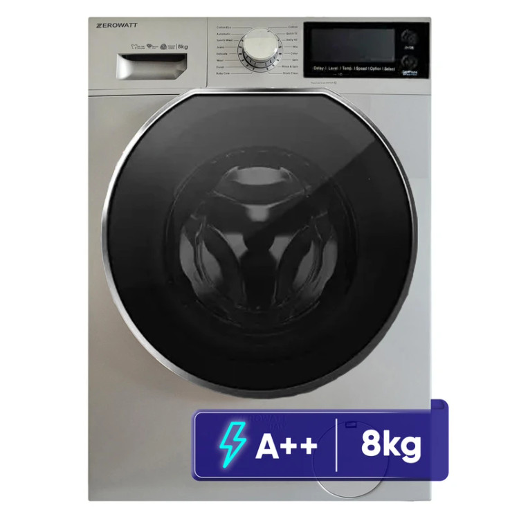 لباسشویی ۸ کیلویی زیرووات مدل FAC - 4860 XX رنگ سیلور درب اسموکی